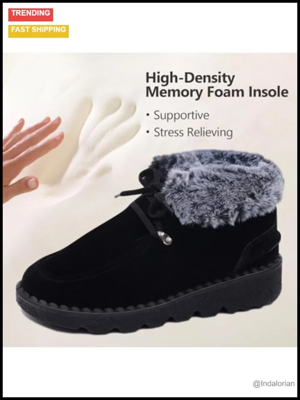 Faux Fur Lined Snow Boots - Warm Winter Ankle Boots with Non-Slip Sole